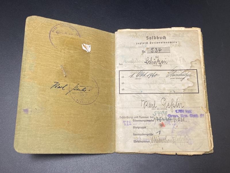 Army Soldbuch Inf.Ers.Btl.217 157 ID