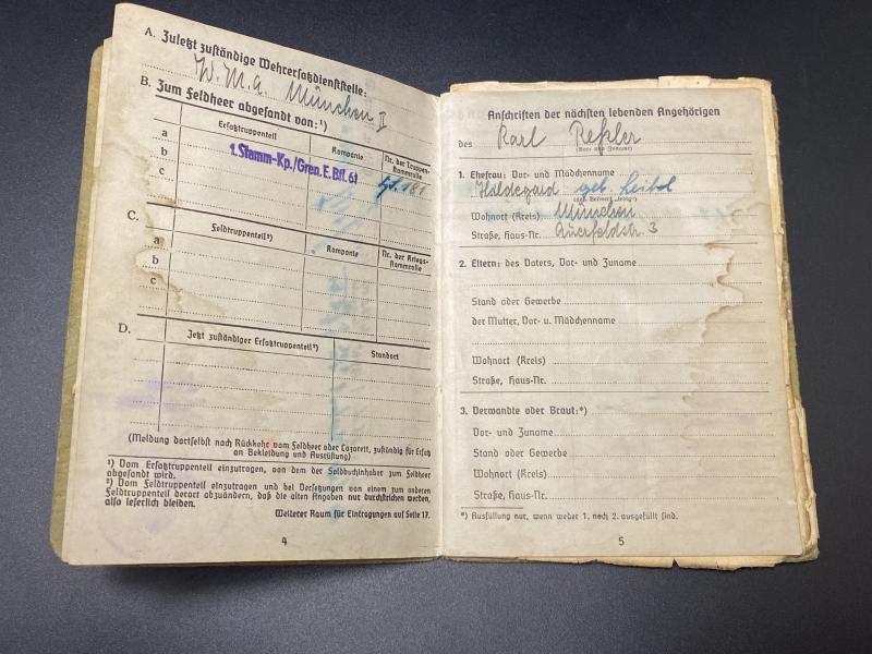 Army Soldbuch Inf.Ers.Btl.217 157 ID