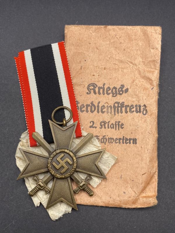 War Merit Cross With Swords 2nd Class & Packet Rudolf Souval
