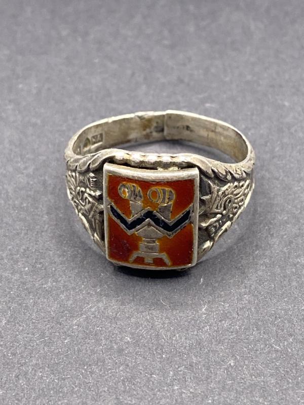 Finnish Army Artillery Officer Silver & Enamel Ring