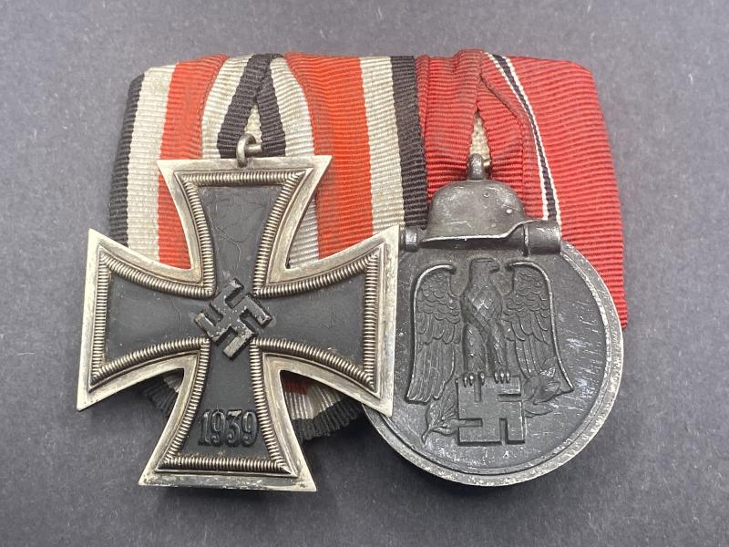 Iron Cross Second Class & Eastern Front Campaign Medal Mounted