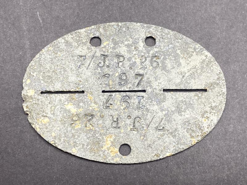 German Army ID Disc Jager Regiment 26