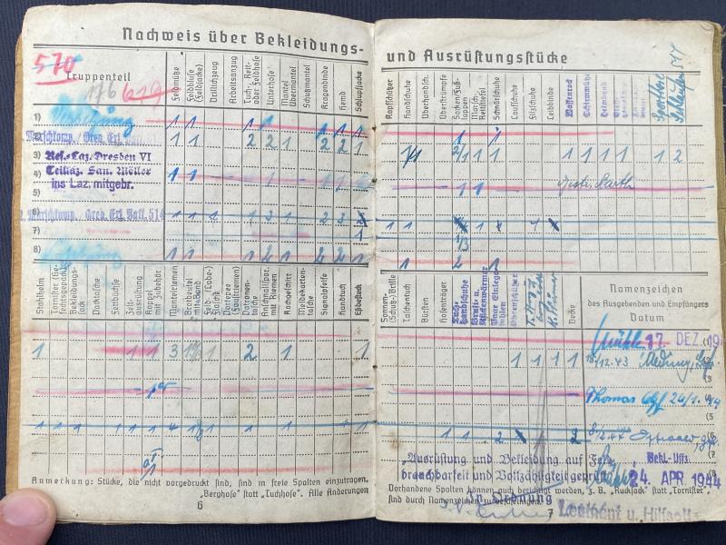 German Army Soldbuch Obergefreiter Karl Mois 246VGD Ardennes & Aachen