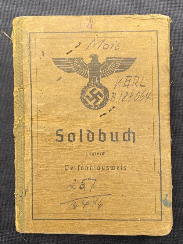 German Army Soldbuch Obergefreiter Karl Mois 246VGD Ardennes & Aachen
