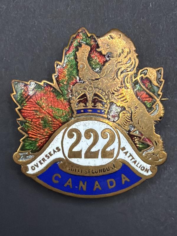 WW1 Canadian Expeditionary Force 222 Overseas Battalion Sweet Heart Badge