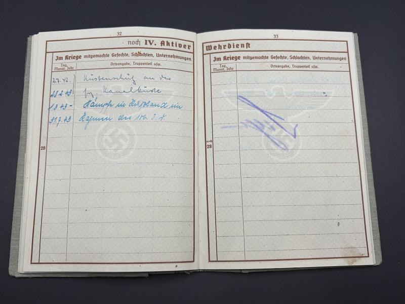 German Army Wehrpass KIA Gefreiter Schlebusch Aufkl.Abt.106