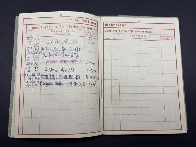 German Army Wehrpass Soldat Wolfgang Hellriegel Inf.Rgt.257