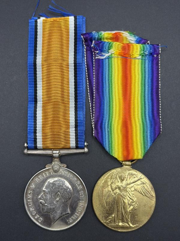WW1 Medal Pair 201947 Pte.V.Whitham East Yorkshire Regiment