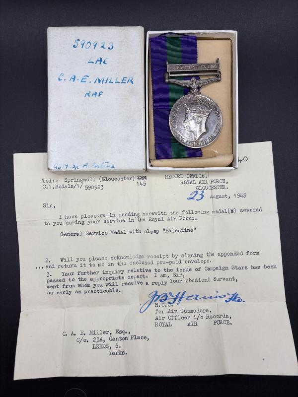 General Service Medal Palestine 590923 LAC C.A.E.Miller RAF