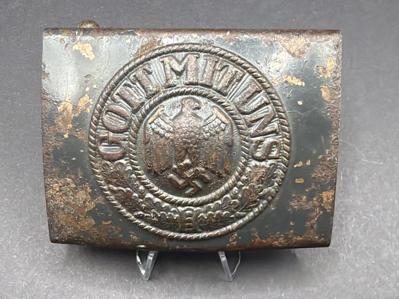 Late War Grey Painted German Heer Belt Buckle