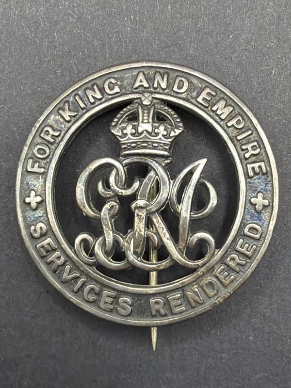 WW1 Services Rendered Sterling Silver Wound Badge B3781