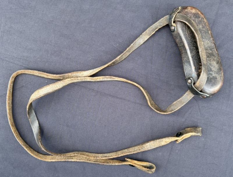German Black Leather Binocular Strap & Eye Cap Cover