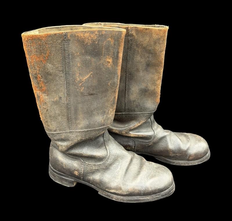 German Black Leather Jack Boots Rbn Numbered
