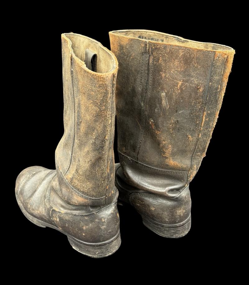 German Black Leather Jack Boots Rbn Numbered
