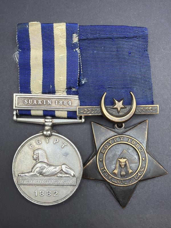 Egypt Medal Suakin 1884 Bar & Khedives Star R.McKenzie E.R.Artfr. H.M.S. Euryalus