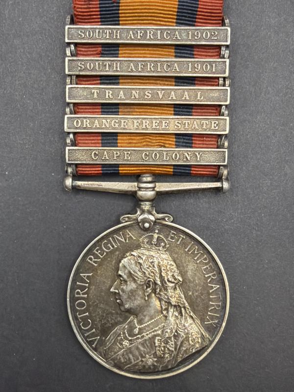 Five Bar South Africa Service Medal 617 3rd CL.Tpr.W.A.Wyatt S.A.C.