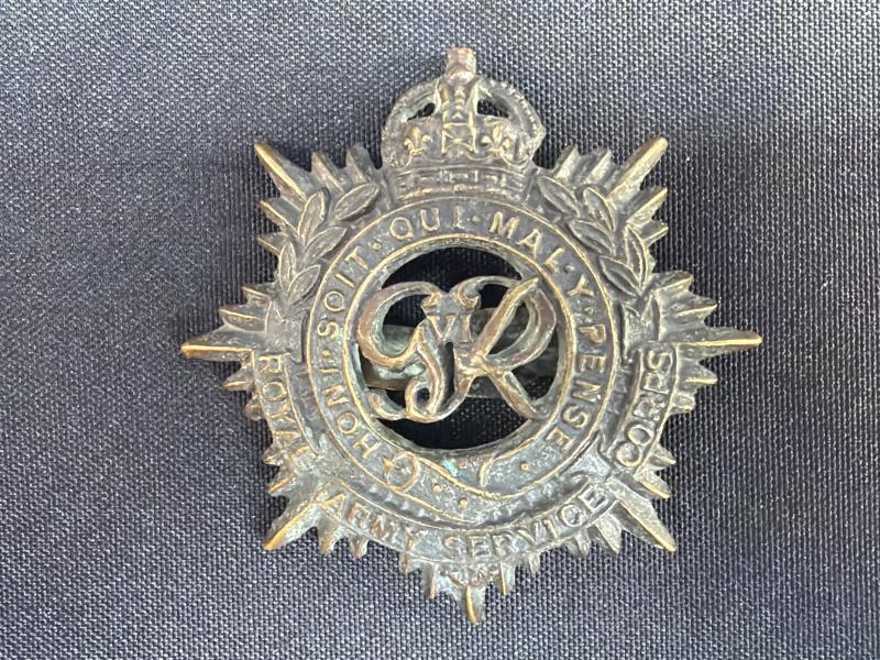 WW2 Royal Army Service Corps Officers Bronze Cap Badge