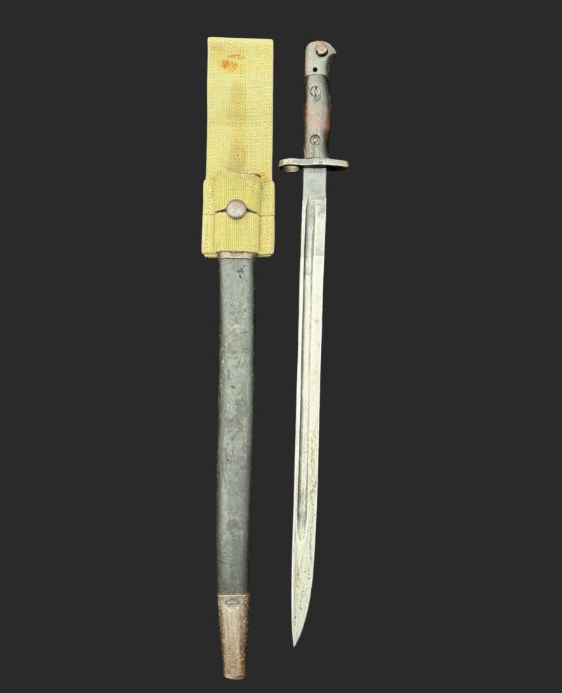 WW1 1915 Dated British Pattern 1907 Wilkinson Bayonet With Dated & Unit Marked Frog