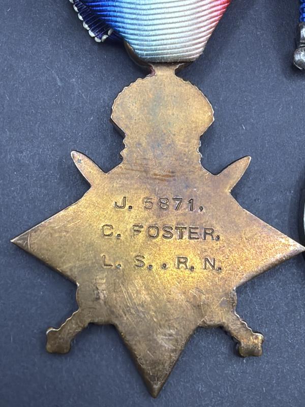 WW1 Trio Leading Seaman Claude Foster J.5871 Killed in Action HMS Indefatigable Battle of Jutland