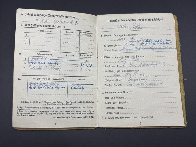 German Army Soldbuch Major Walter Bätz Beob.Abt.16 & 69 South Russia Many Awards