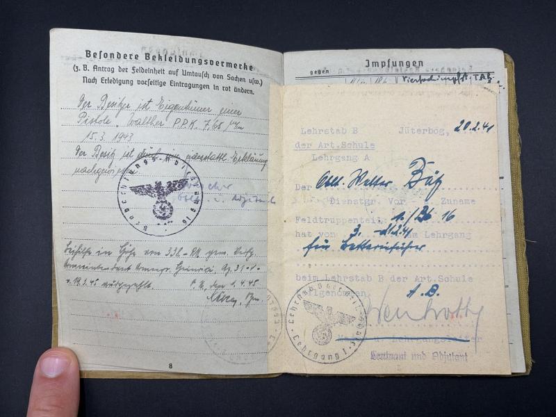 German Army Soldbuch Major Walter Bätz Beob.Abt.16 & 69 South Russia Many Awards