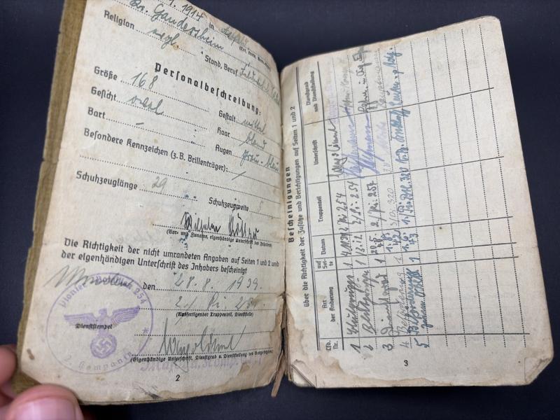 German Army Soldbuch Oberleutnant Wilhelm Röttger 254ID Dunkirk & Russia Captured POW