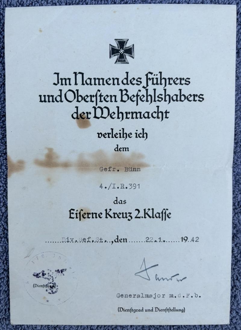 German Army Wehrpass Obergefreiter Gustav Bünn Infantry Regiment 391 Complete With Citations Wound Badge in Gold