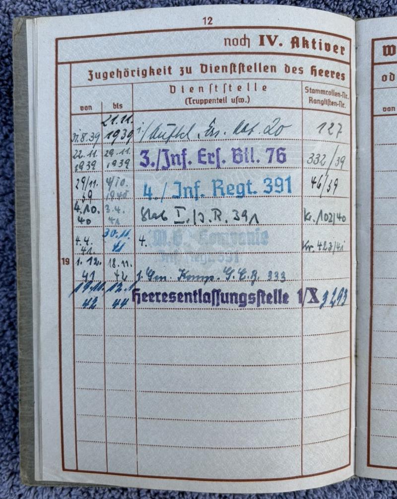 German Army Wehrpass Obergefreiter Gustav Bünn Infantry Regiment 391 Complete With Citations Wound Badge in Gold