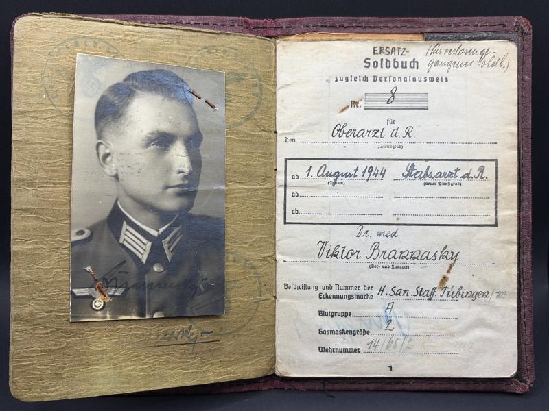 German Army Ersatz Soldbuch Ukrainian Doctor of Medicine Viktor Brannasky