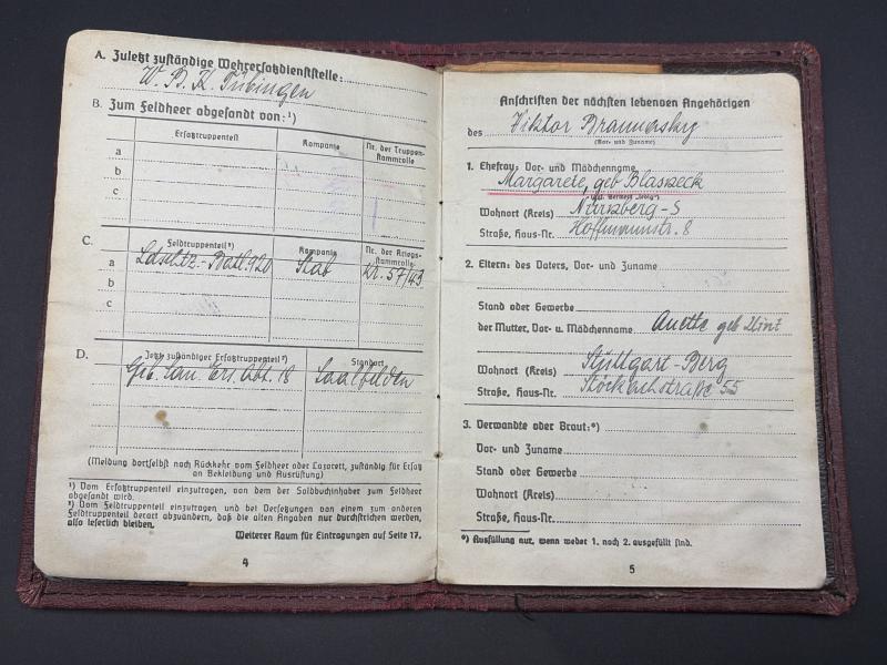 German Army Ersatz Soldbuch Ukrainian Doctor of Medicine Viktor Brannasky
