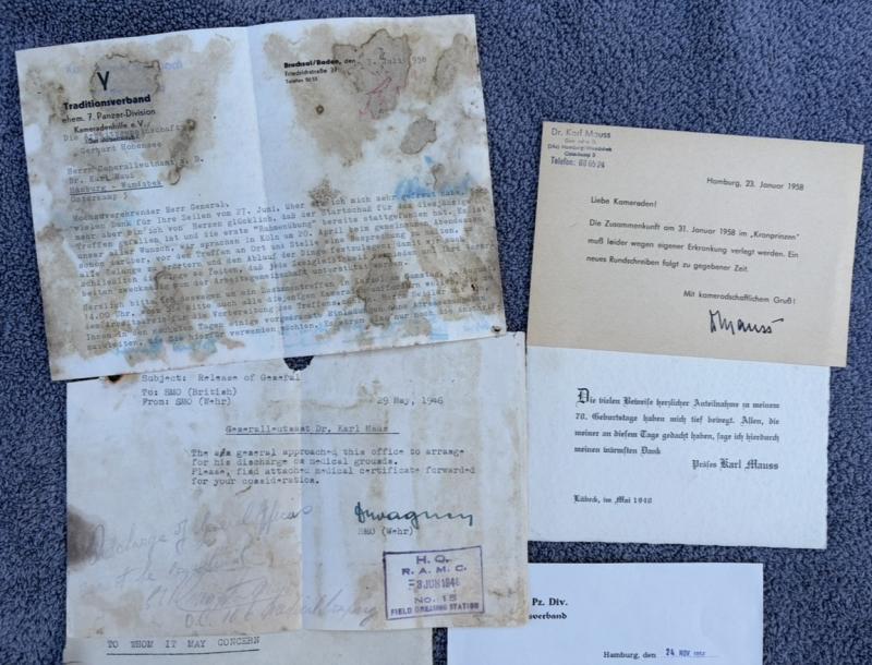 Assorted Wartime & Post War Paperwork Owned By General Karl Mauss (KC With Oak Leaves, Swords & Diamonds)