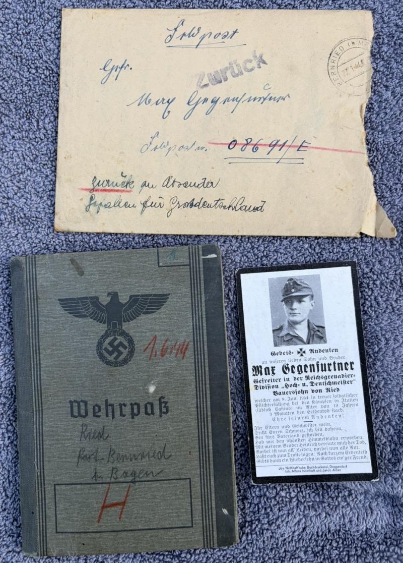 Large Grouping Two Brothers NSDAP Member & Monte Cassino Interest Both KIA Heinrich & Max Gegenfurtner