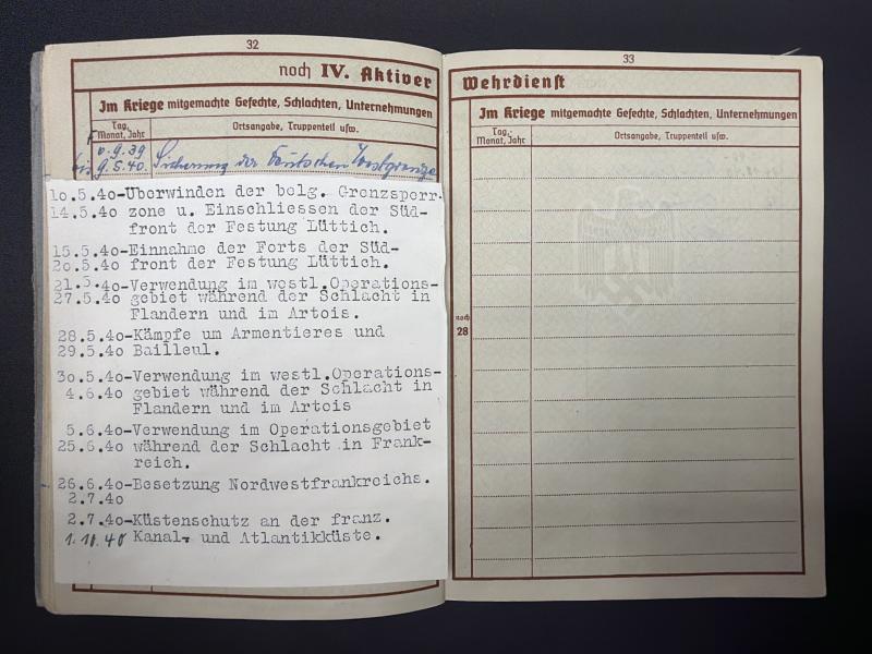 German Army Wehrpass Feldwebel Wilhelm Beringer Infantry Regiment 471 (251 Infantry Division)