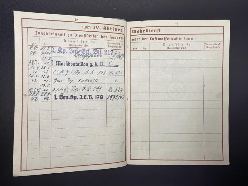 German Army Wehrpass Obergefreiter Franz Reither (57 Infantry Division)