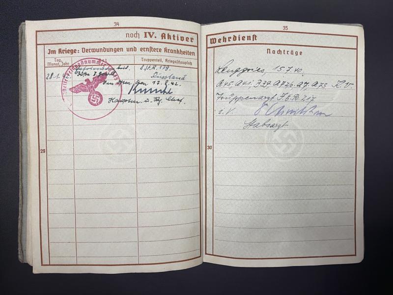 German Army Wehrpass Obergefreiter Franz Reither (57 Infantry Division)