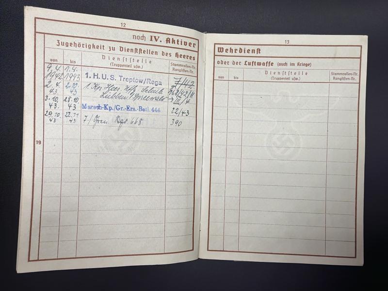 German Army KIA Wehrpass Unteroffizier Karl Bardehle NCO Training School 360 ID