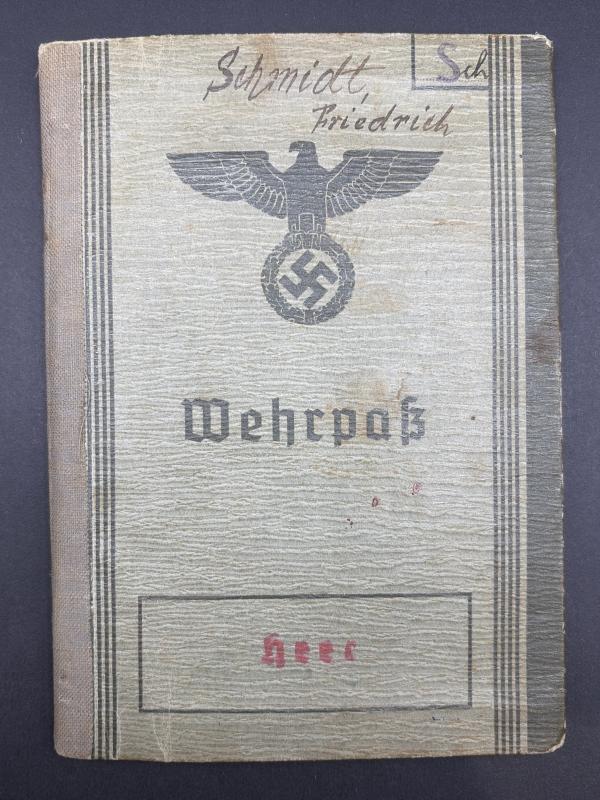 German Army Wehrpass Unteroffizier Friedrich Schmidt Stalag 319 Guard & 56 ID Killed In Action