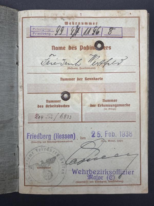German Army Wehrpass Gefreiter Friedrich Westfield Inf.Rgt.355 (214 ID)