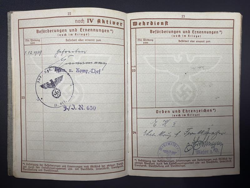 German Army Wehrpass Gefreiter Friedrich Westfield Inf.Rgt.355 (214 ID)