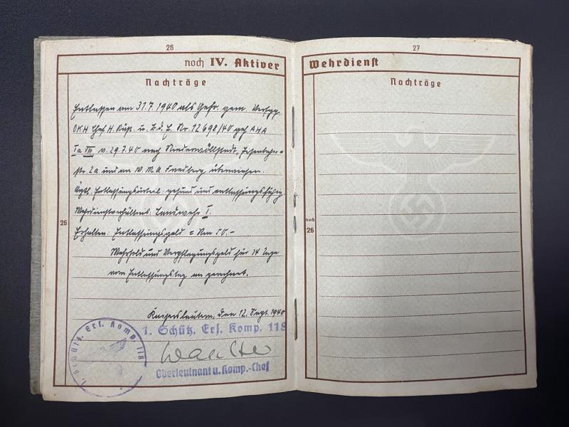 German Army Wehrpass Gefreiter Friedrich Westfield Inf.Rgt.355 (214 ID)