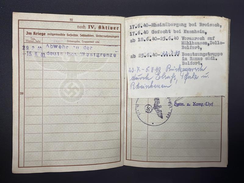 German Army Wehrpass Gefreiter Friedrich Westfield Inf.Rgt.355 (214 ID)