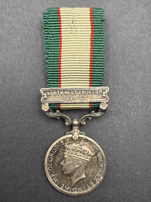 Miniature Sterling Silver India General Service Medal with North West Frontier 1936-37