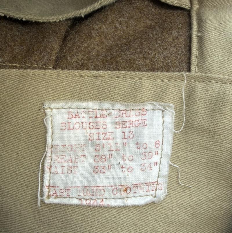 Pattern 37 British Army Battledress Jacket Size 13 Dated 1944