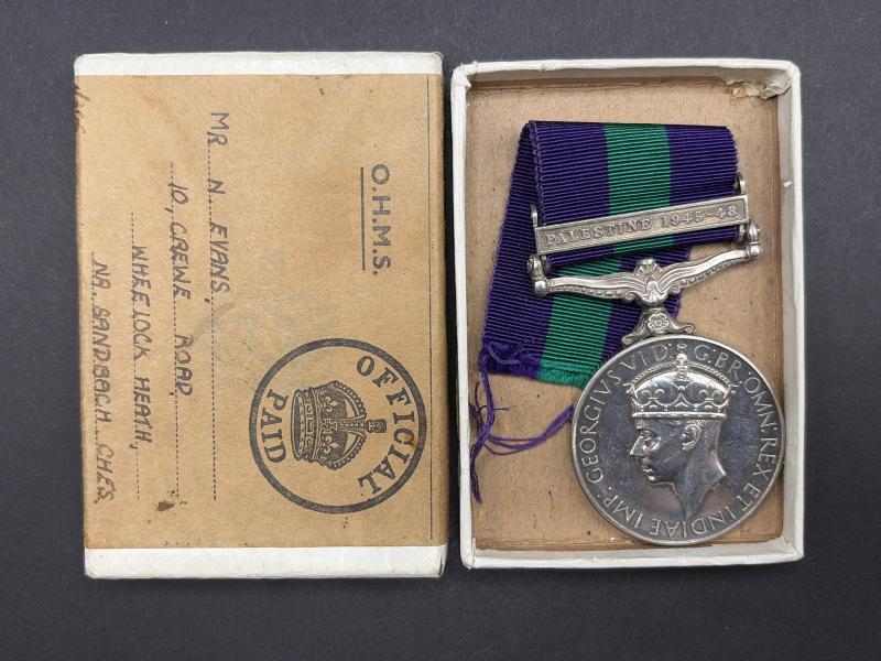 Palestine 1945-48 General Service Medal 14799917 TPR.N.EVANS. R.A.C.