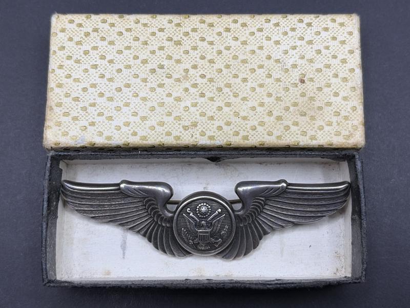 WW2 Sterling Silver USAAF Aircrew Wings & Box