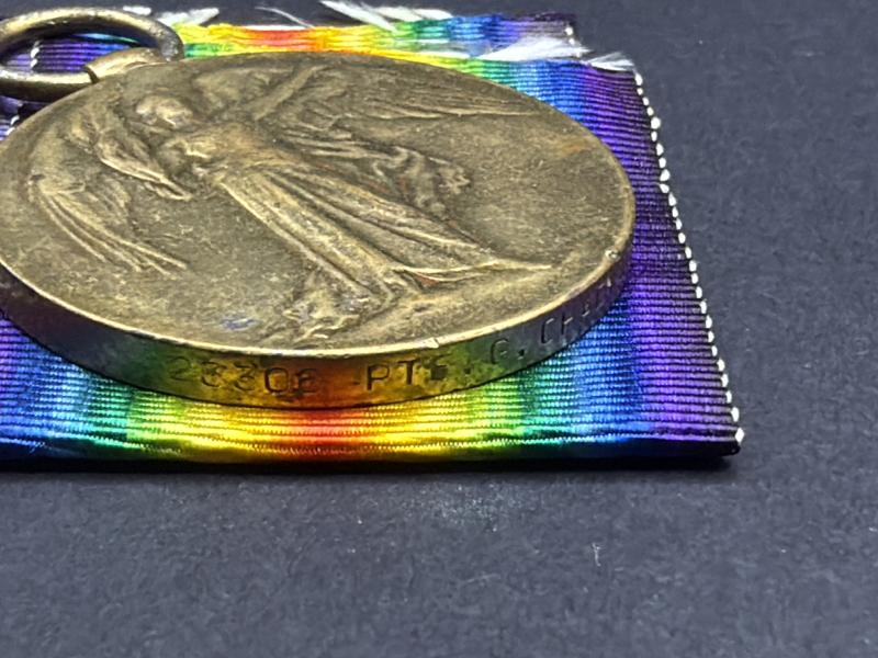 WW1 British Victory Medal 23306 PTE.G.CHADWICK. MANC.R. Died March 1919