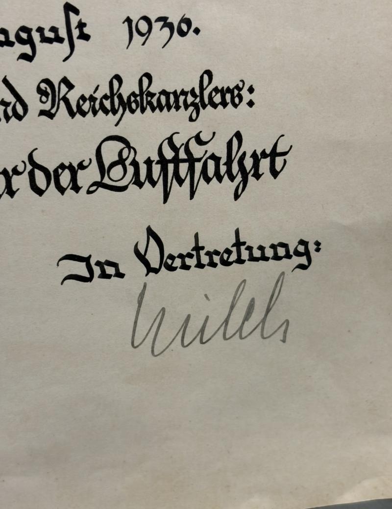 Promotional Document Signed By Feldmarshall Erhard Milch