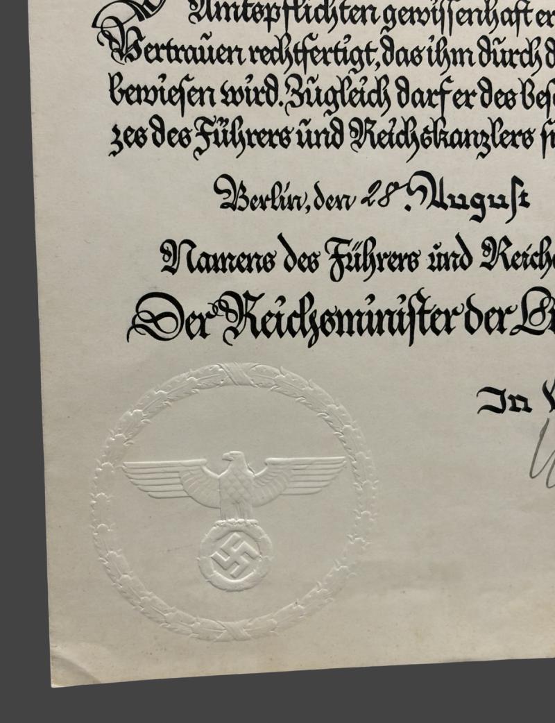 Promotional Document Signed By Feldmarshall Erhard Milch