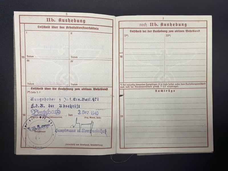 German Army Wehrpass Wilhelm Bender Infantry Trained Ambulance Driver