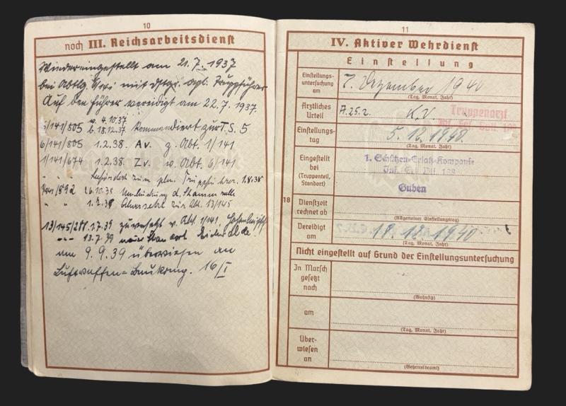 German Army Wehrpass Obergefreiter Paul Halzig 252 Infantry Division